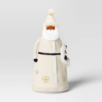 22.5" Fabric Santa Sculpture With Bell Wreath - Wondershop⢠White - Image 3