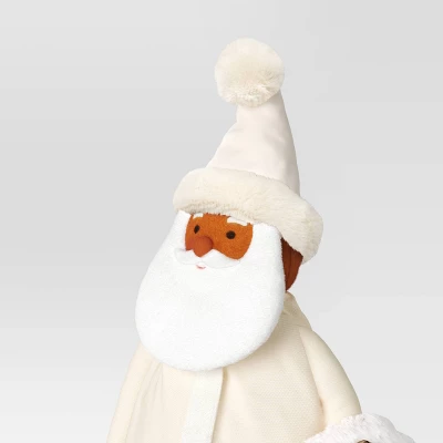 22.5" Fabric Santa Sculpture With Bell Wreath - Wondershop⢠White - Image 2
