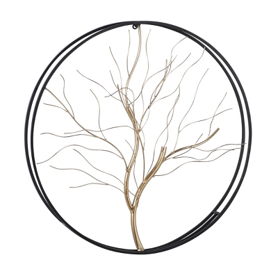 Metal Tree Branch Wall Decor With Black Frame Gold - Olivia & May - Image 3