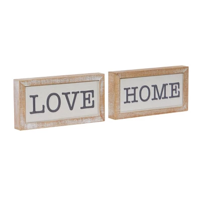 Wood Sign Love And Home Wall Decor Set Of 2 White - Olivia & May - Image 3