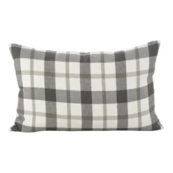 Plaid Down Filled Throw Pillow Gray - Saro Lifestyle