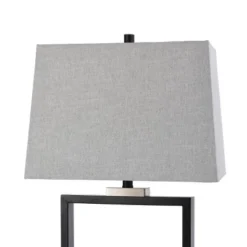 Logan Open Design Table Lamp With Fabric Shade Black/Gray - StyleCraft