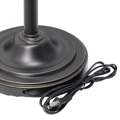 2 Light Restoration Mother Daughter Floor Lamp With Amber Marble Glass Shade Brown - Elegant Designs - Image 6