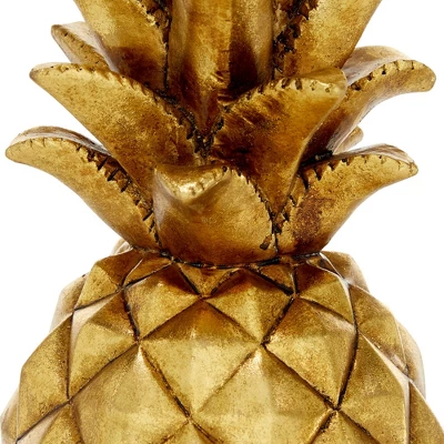 14" Decorative Polystone Pineapple Figurine Gold - Olivia & May - Image 3