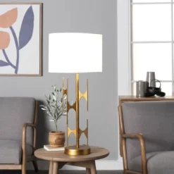 NuLOOM Paris Aluminum 30" Table Lamp Lighting - Gold 30" H X 14" W X 14" D