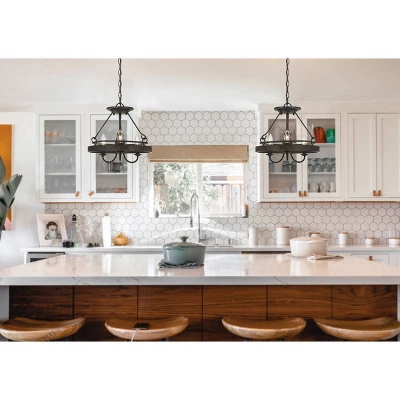 (14" X 14") 3 Light Metal Helena Pendant Texture Gray/Bronze - Cal Lighting - Image 2