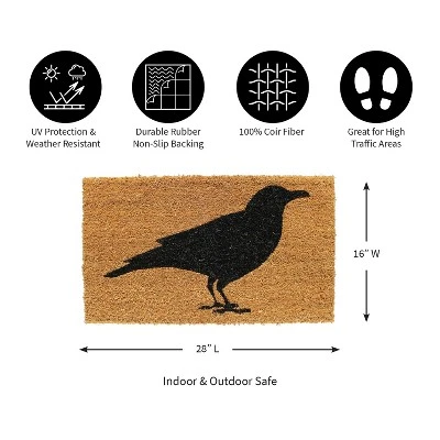 Evergreen Indoor Outdoor Natural Coir Doormat Raven 1'5"x2'5" Multicolored