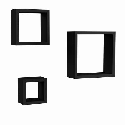 Floating Shelves- Cube Wall Shelf Set With Hidden Brackets, 3 Sizes To Display Decor, Books, Photos, More- Hardware Included By Hastings Home (Black) - Image 7