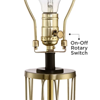 360 Lighting Nathan Modern Table Lamps 25 1/2" High Set Of 2 Gold Metal With USB Charging Ports White Drum Shade For Bedroom Living Room Home Desk - Image 3