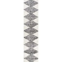 Elm Diamond Stripe Geometric Shag Indoor Area Rug - JONATHAN Y