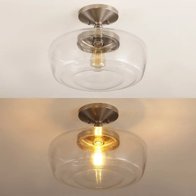 14" Marfa Glass/Iron Farmhouse Modern LED Flush Mount - JONATHAN Y - Image 9