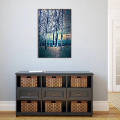 22" X 33" Winter Trees At Lake Michigan By Michelle Calkins Framed Canvas Wall Art Gray Wash - Amanti Art - Image 5