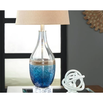 Set Of 2 Johanna Table Lamps Blue/Clear - Signature Design By Ashley