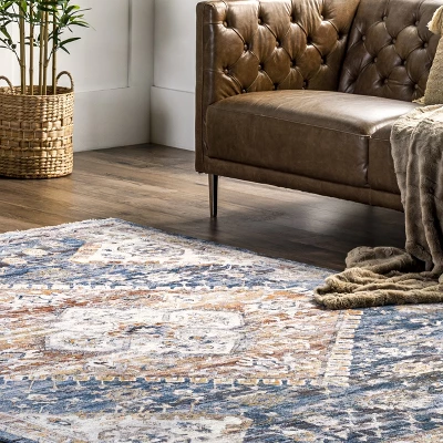 NuLOOM Addison Transitional Faded Medallion Fringe Area Rug - Image 8