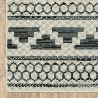 Trinity Geometric Patio Area Rug Beige/Blue - Captiv8e Designs - Image 8