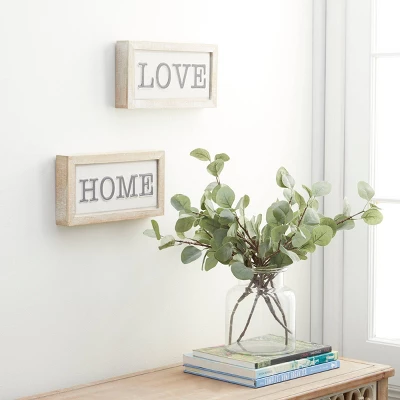 Wood Sign Love And Home Wall Decor Set Of 2 White - Olivia & May