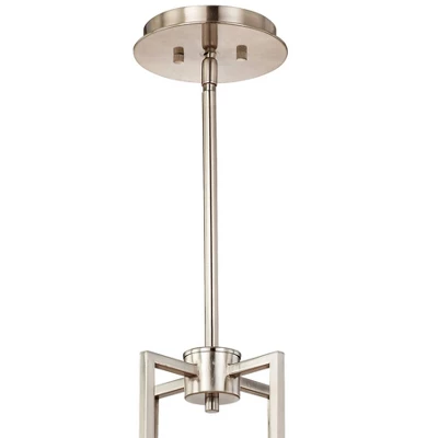 Possini Euro Design Concentric Brushed Nickel Pendant Chandelier 28" Wide Modern White Fabric Drum 4-Light For Dining Room House Foyer Kitchen Island - Image 3