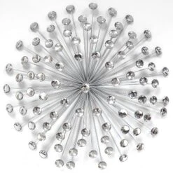 Stratton Home Decor SHD0192 Silver Acrylic Burst 24x24x5 Inch Metal Wall Art Room Decoration For Bedroom, Bathroom, Living Room, Or Kitchen (2 Pack)