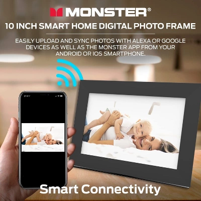 Monster Smart Home 16 GB Digital Photo Frame, High Definition 1280p Smart Picture Frame-10 Inch - Image 2