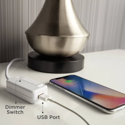 Regency Hill Traditional Swing Arm Desk Lamp 22 1/2" High With USB Charging Port Bronze Metal Faux Leather Shade For Living Room - Image 6