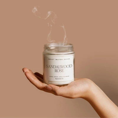 Sweet Water Decor Sandalwood Rose 9oz Clear Jar Soy Candle - Image 2