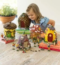 HearthSong Fairy Village Set With Five Decorative Resin Houses And 10 Nature-Themed Fairies