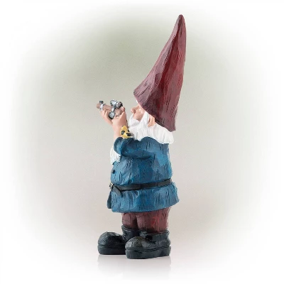 12" Hunting Shirt Magnesium Oxide Garden Gnome Statue Blue - Alpine Corporation - Image 4