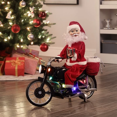 Mr. Christmas Animated LED Motorcycling Santa Musical Christmas Decoration - Image 3