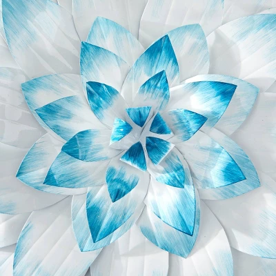 Set Of 3 Metal Floral 3D Wall Decors Blue - The Novogratz - Image 4