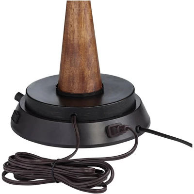 360 Lighting Helene Country Cottage Table Lamp 26" High Cream White Ceramic With Dimmable USB Workstation Base Tan Drum Linen For Living Room Desk - Image 4