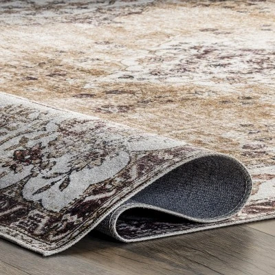 NuLOOM Paisley Machine Washable Faded Floral Border Medallion Area Rug - Image 3