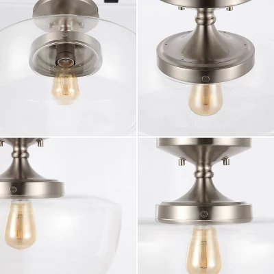 14" Marfa Glass/Iron Farmhouse Modern LED Flush Mount - JONATHAN Y - Image 5