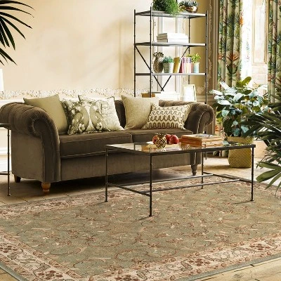 Traditional Floral Scroll Classic Vines Botanical Indoor Area Rug Or Runner By Blue Nile Mills