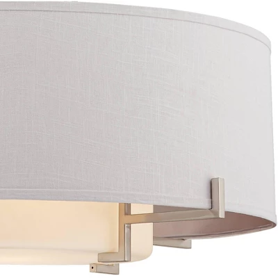 Possini Euro Design Concentric Brushed Nickel Pendant Chandelier 28" Wide Modern White Fabric Drum 4-Light For Dining Room House Foyer Kitchen Island - Image 2