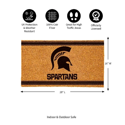 Evergreen Michigan State University Logo Turf Mat, Brown- 28 X 16 Inches Indoor Outdoor Doormat - Image 2