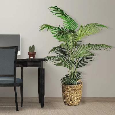 60" X 36" Artificial Areca Palm In Basket With Handles - LCG Florals - Image 4