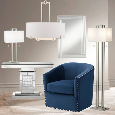 Possini Euro Design Concentric Brushed Nickel Pendant Chandelier 28" Wide Modern White Fabric Drum 4-Light For Dining Room House Foyer Kitchen Island - Image 6