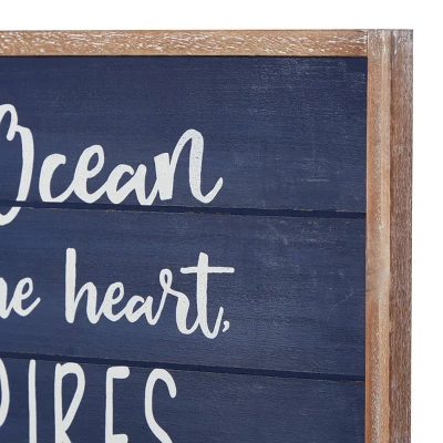 Wood Sign Ocean Wall Decor With Knotted Ropes Blue - Olivia & May - Image 2